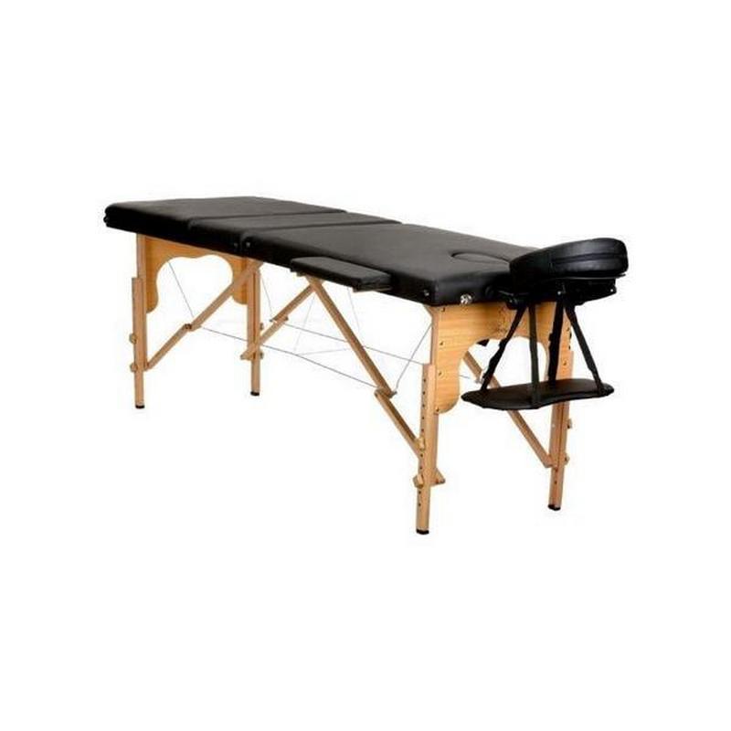 Складной 3-х секционный деревянный массажный стол RS BodyFit черный 60 см - фото 1 - id-p207652428