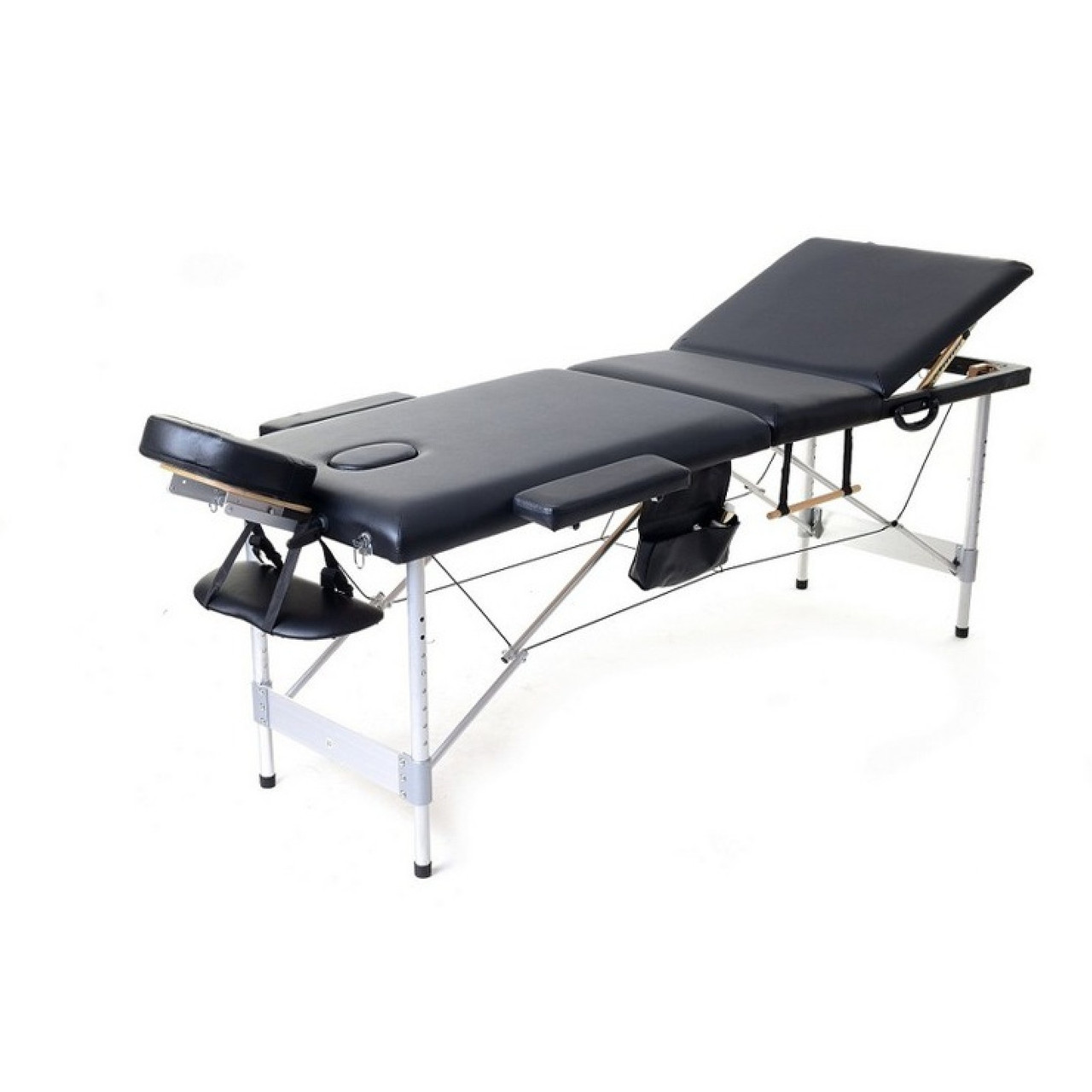 Складной 3-х секционный алюминиевый массажный стол RS BodyFit черный 70 см - фото 1 - id-p207652432