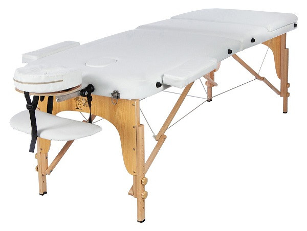 Массажный стол 70 см складной 3-с деревянный белый - фото 1 - id-p207652445