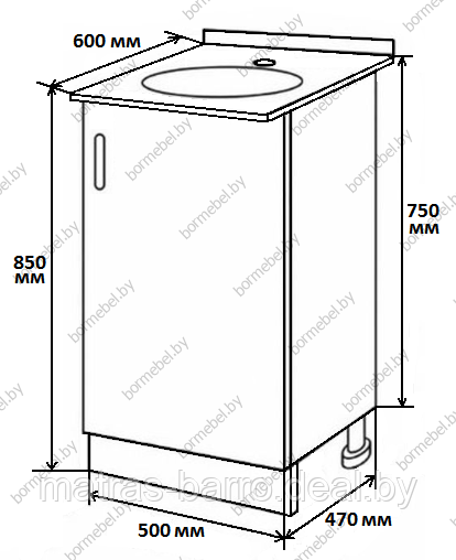 Шкаф кухонный под мойку НШ50м белый с мойкой-нержавейкой 50х60 см - фото 2 - id-p159642211