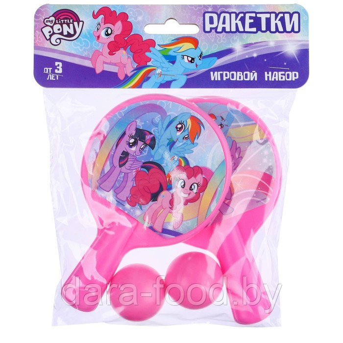 Набор игровой, ракетки 8×12 см и два мячика, My little pony / 1 шт. - фото 2 - id-p207699657