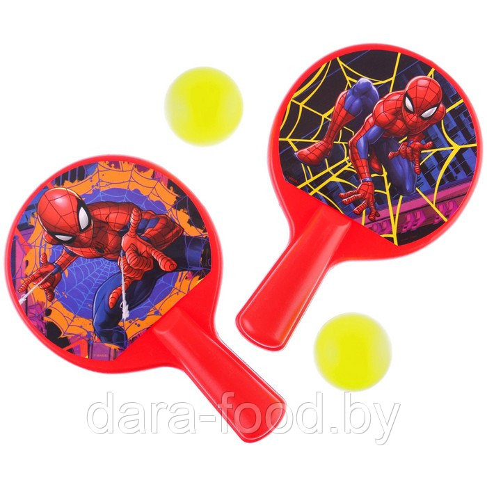 Набор игровой, ракетки 8×12 см и два мячика, Человек-паук / 1 шт. - фото 1 - id-p207703168