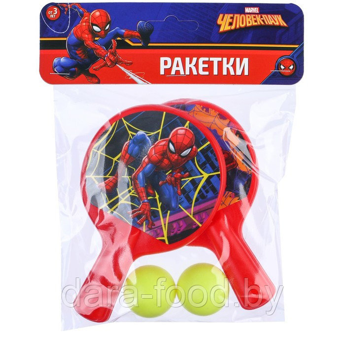 Набор игровой, ракетки 8×12 см и два мячика, Человек-паук / 1 шт. - фото 2 - id-p207703168