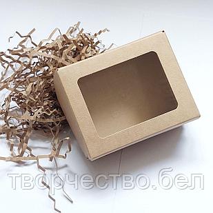 Коробка крафт с окошком №1, 10×8×3,6