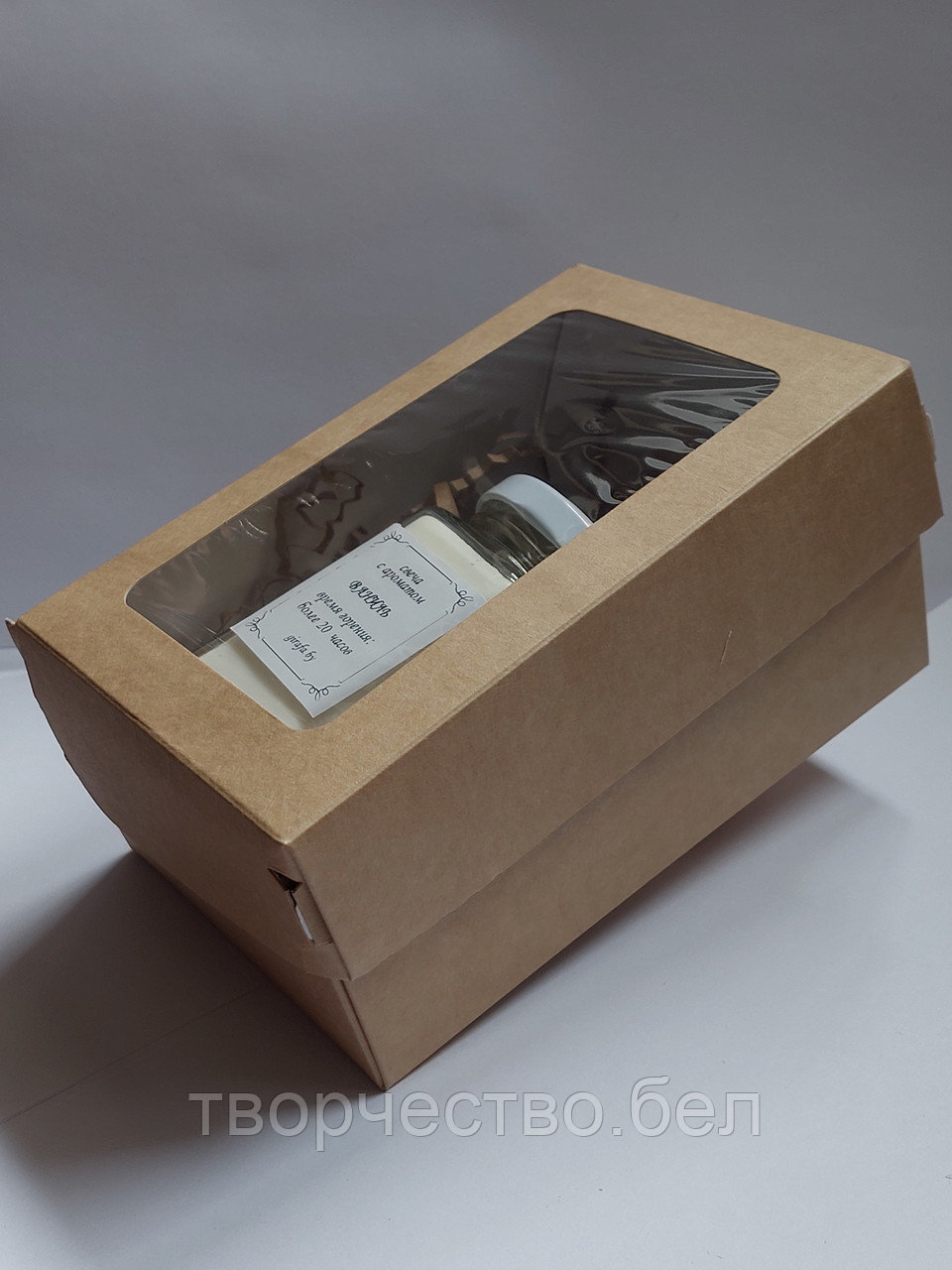 Коробка крафт с окошком №3, 10×15×7 см