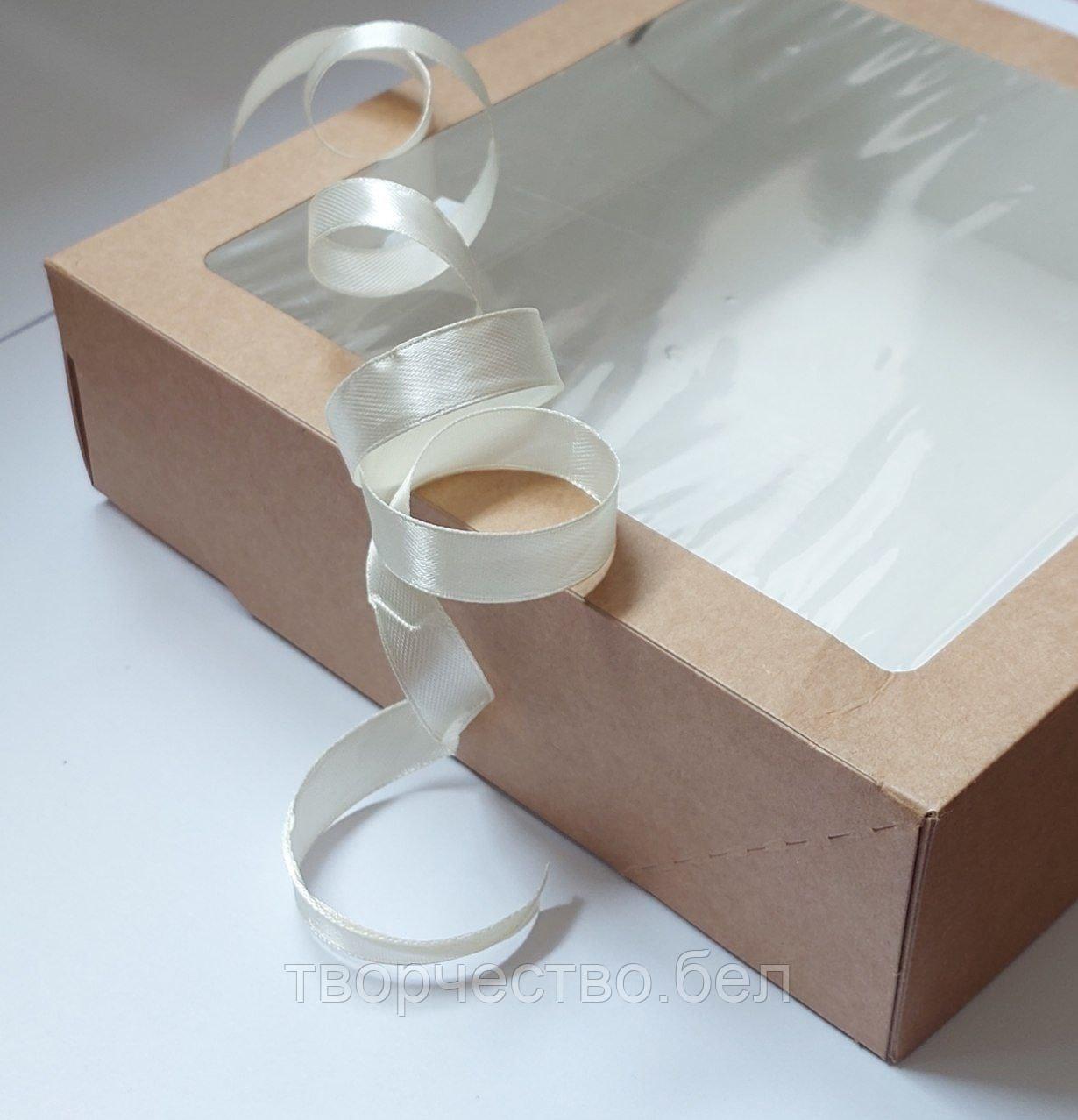 Коробка крафт с окошком №5, 20×20×4,5 см, Белая - фото 2 - id-p207704592