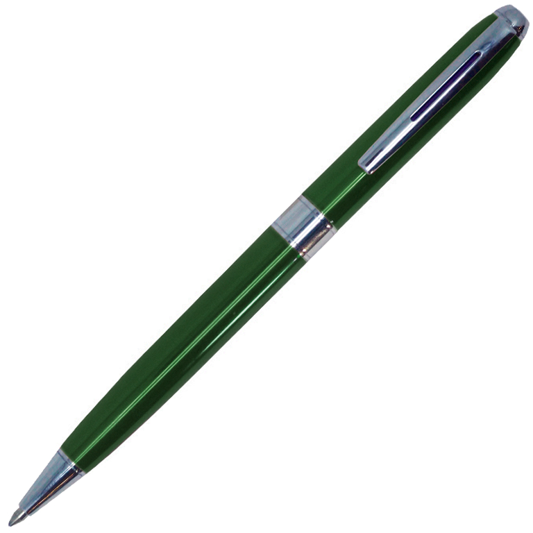 Ручка шариковая, металл, зеленый / серебро - фото 1 - id-p207704829