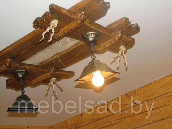 Люстра деревянная рустикальная "Старый Замок №3" на 2 лампы