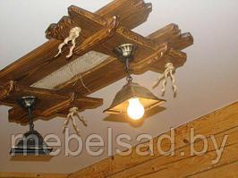 Люстра деревянная рустикальная "Старый Замок №3" на 2 лампы