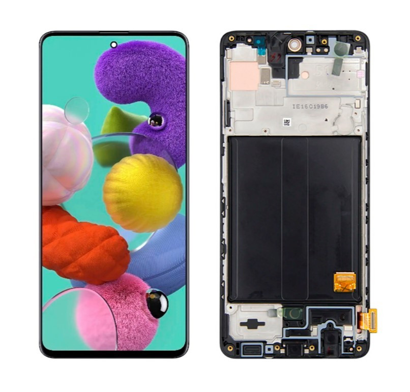 Дисплей (экран) для Samsung Galaxy A51 (A515) в раме с тачскрином (AMOLED), черный
