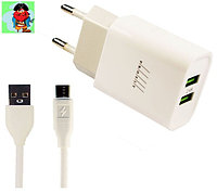 Сетевое зарядное устройство Profit ES-D47 с USB входом 2.4A, и Micro USB кабелем, цвет: белый