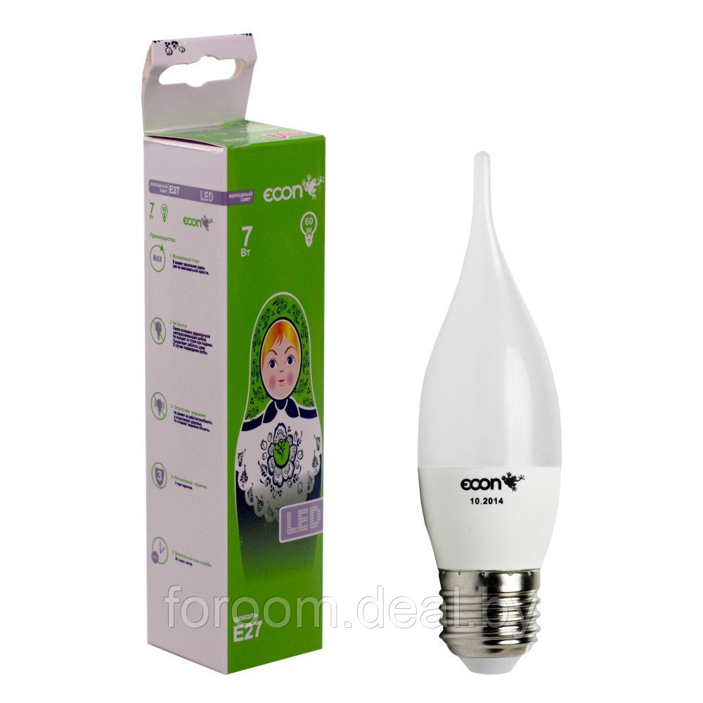 Лампа светодиодная ECON LED CNT 7 Вт Е27 4200К B35 ECON 27120 - фото 1 - id-p207705556