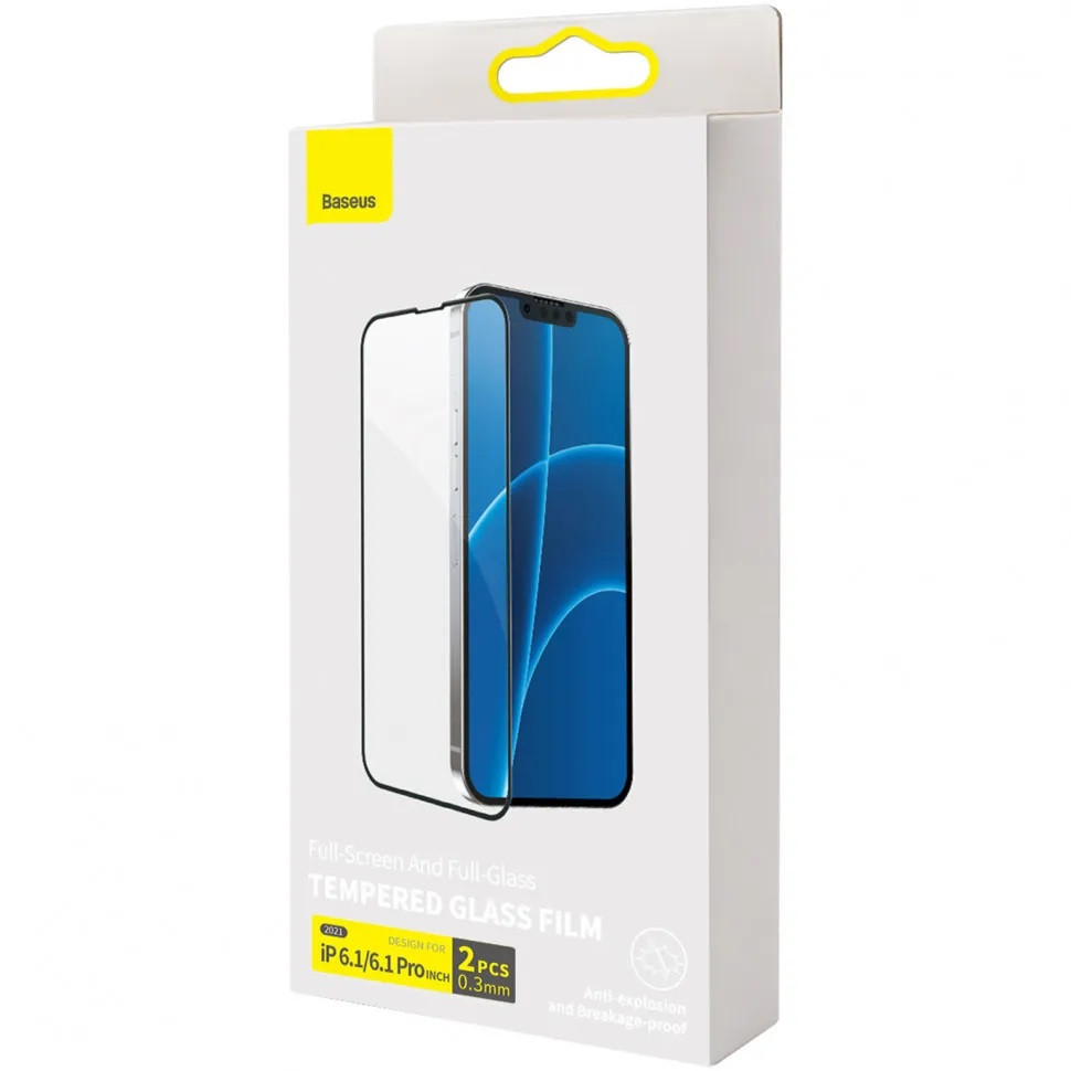 Защитное стекло Baseus для Apple Iphone 13 Pro Max черный (2шт в комплекте) - фото 1 - id-p207709715