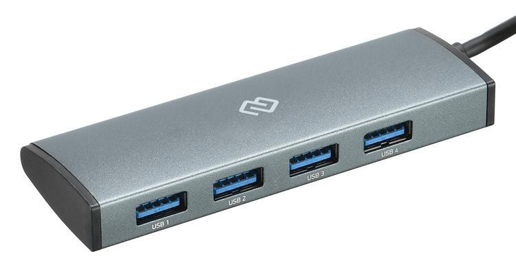 Разветвитель USB-C Digma HUB-4U3.0-UC-G 4порт. серый - фото 1 - id-p207436883