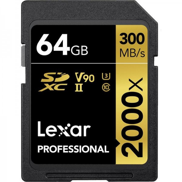 Карта памяти Lexar Professional 2000x SDXC 64Gb UHS-II U3 V90 300MB/s (R) 260MB/s (W) - фото 1 - id-p207710774