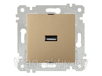 Розетка 1-ая USB (скрытая, без рамки) золото, RITA, MUTLUSAN (USB-зарядка, 5V-2.1A)