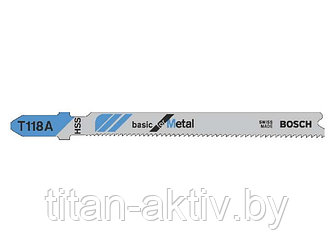 Пилка лобз. по металлу T118A (1 шт.) BOSCH (пропил прямой, тонкий, для листового металла)