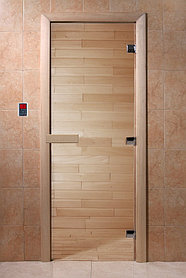 Дверь для сауны Doorwood 700x1900 прозрачная, коробка ольха, липа, береза