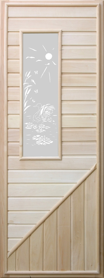 Дверь для сауны Doorwood Вагонка с прямоугольным стеклом, коробка липа - фото 1 - id-p207714297