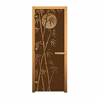 Дверь стеклянная Бронза Матовая Бамбук 1900х700мм (8мм) левая