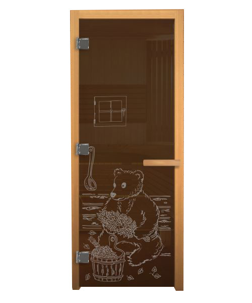 Дверь стеклянная Бронза Матовая Мишка 1900х700мм (8мм) левая - фото 1 - id-p207714312