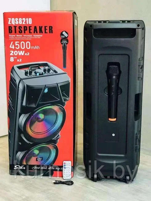 Колонка акустическая портативная BT Speaker ZQS8210 с микрофоном и пультом - фото 5 - id-p206120805