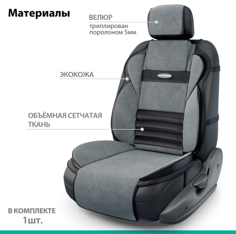 Накидка на сиденье Multi Comfort, ортопедическая, 6 упоров, 3 предмета, материал велюр - фото 3 - id-p77167012