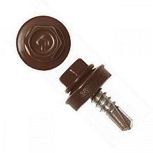 Саморез кровельный 5,5х25 RAL8017 коричневый шоколад, PT3, металл/металл (упак/175шт) - IMK00201