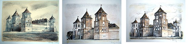 Литография"Мирский замак»
