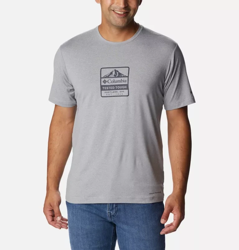 Футболка мужская Columbia Tech Trail Front Graphic SS Tee серый - фото 1 - id-p206895722