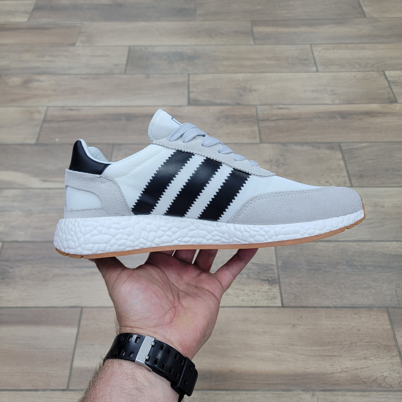 Кроссовки Adidas Iniki Runner Boost White Black - фото 2 - id-p100444017