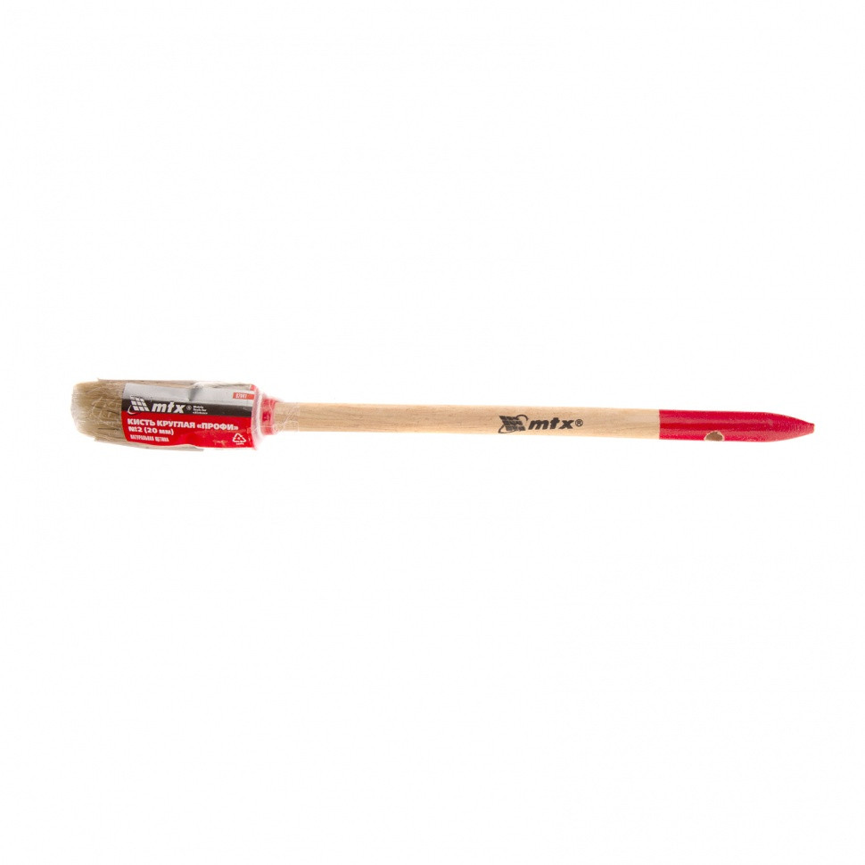 Кисть круглая, Профи №2 (20 мм), натуральная щетина, деревянная ручка MTX - фото 3 - id-p207771436
