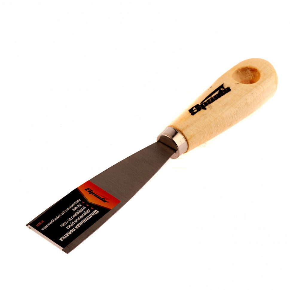 Шпательная лопатка из углеродистой стали, 30 мм, деревянная ручка Sparta - фото 1 - id-p207771489
