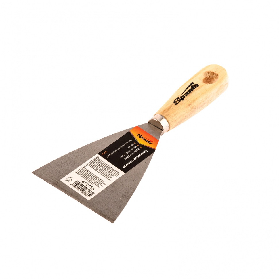 Шпательная лопатка из углеродистой стали, 80 мм, деревянная ручка Sparta - фото 1 - id-p207771490