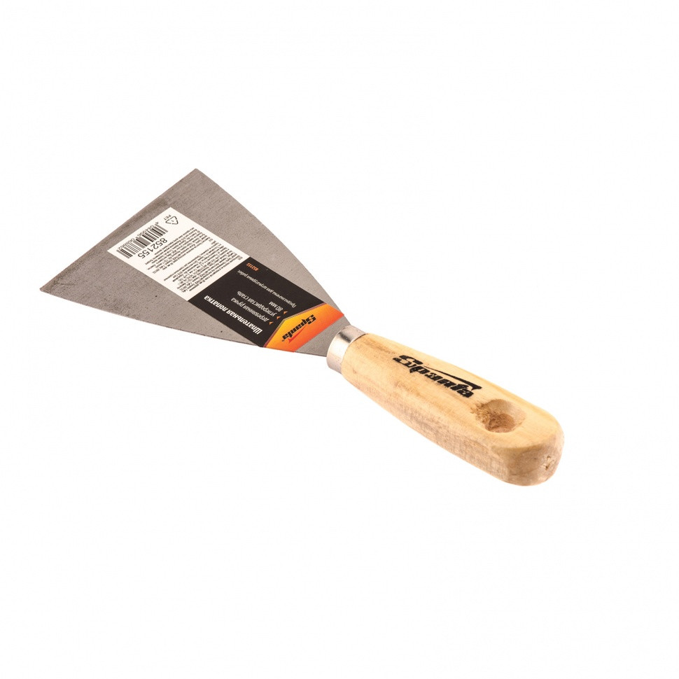 Шпательная лопатка из углеродистой стали, 80 мм, деревянная ручка Sparta - фото 2 - id-p207771490