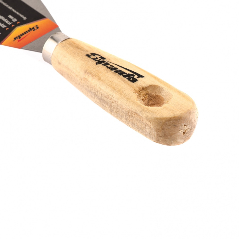 Шпательная лопатка из углеродистой стали, 80 мм, деревянная ручка Sparta - фото 3 - id-p207771490