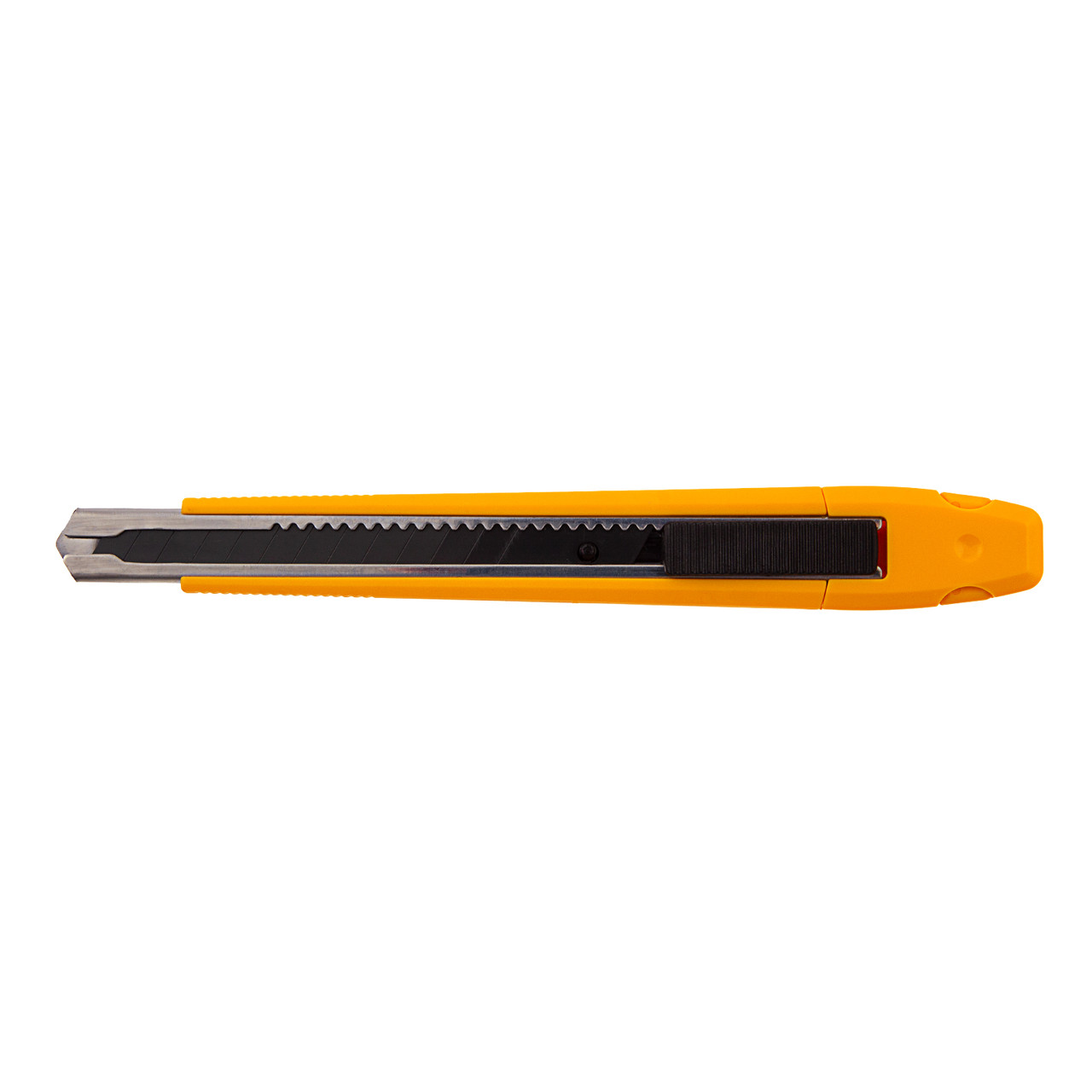 Нож, 9 мм, сменное лезвие, SK4, метал. направляющая, клипса, нажимной фиксатор// Denzel - фото 3 - id-p207773509