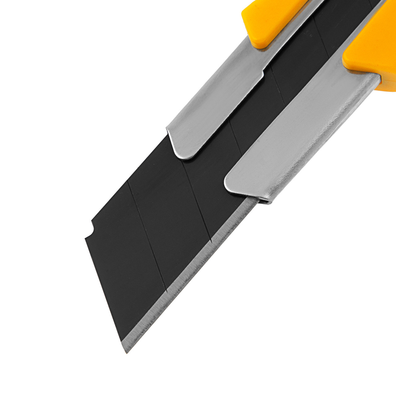 Нож, 25 мм, сменное лезвие, SK4, корпус из TPR, метал. направляющая, винтовой фиксатор// Denzel - фото 4 - id-p207773511