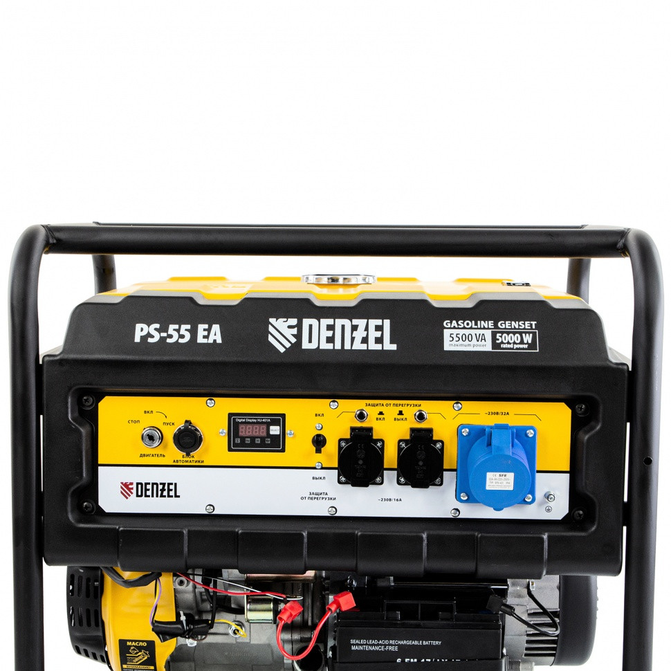Генератор бензиновый PS 55 EA, 5.5 кВт, 230 В, 25 л, коннектор автоматики, электростартер Denzel - фото 4 - id-p207771525
