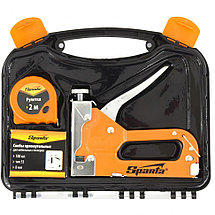 Набор: степлер мебельный регулируемый, скобы 500 шт, рулетка 2 м, тип скобы 53, 4-14 мм Sparta, фото 2