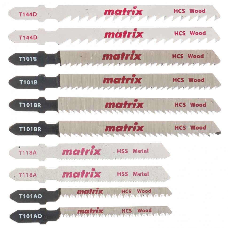 Набор полотен для электролобзика универсальный, 10 шт, T-SET1003 Matrix - фото 1 - id-p207769802