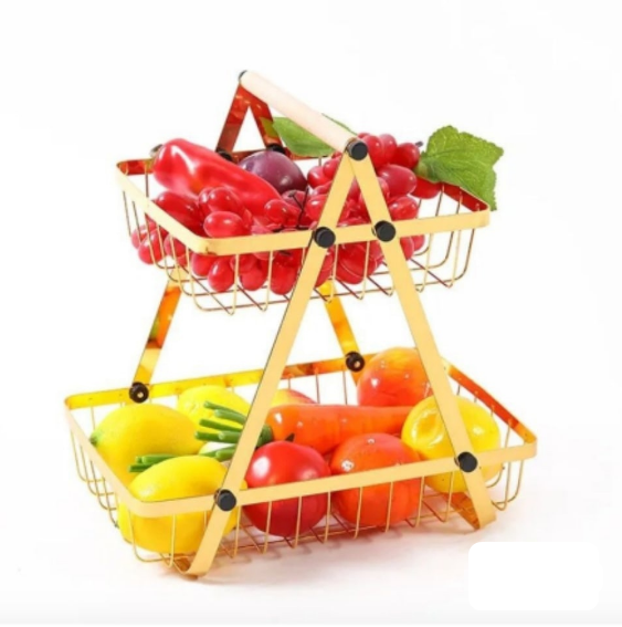 Корзина для хранения фруктов, овощей, посуды Home storage rack / фруктовница / хлебница / органайзер двухъярус - фото 1 - id-p197900377