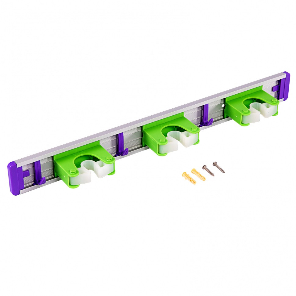 Алюминиевый настенный держатель для садово - огородного инструмента, 3 ячейки, 3 крюка, Palisad - фото 1 - id-p207768868