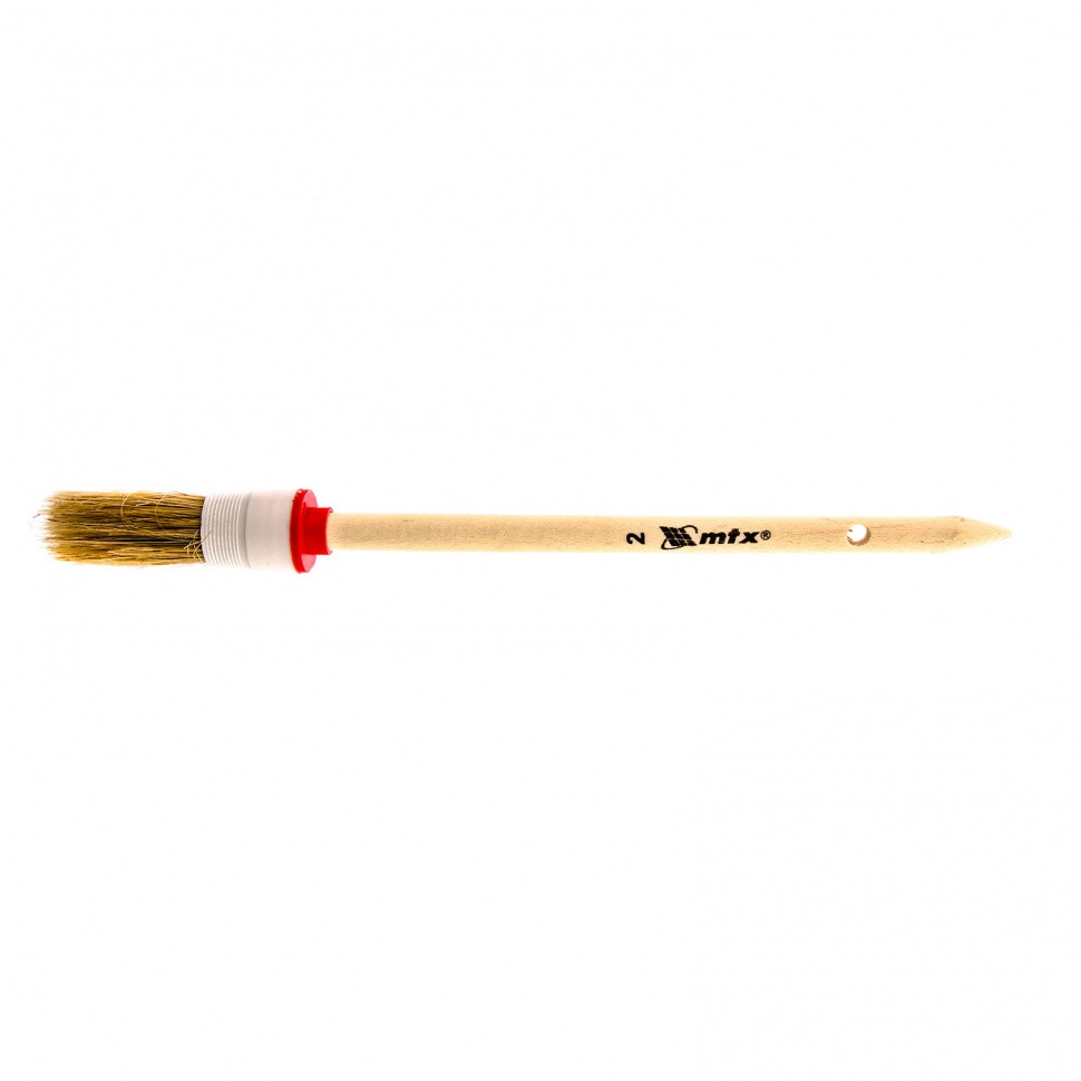 Кисть круглая № 2 (20 мм), натуральная щетина, деревянная ручка MTX - фото 1 - id-p207770788