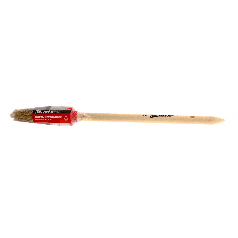 Кисть круглая № 2 (20 мм), натуральная щетина, деревянная ручка MTX - фото 2 - id-p207770788