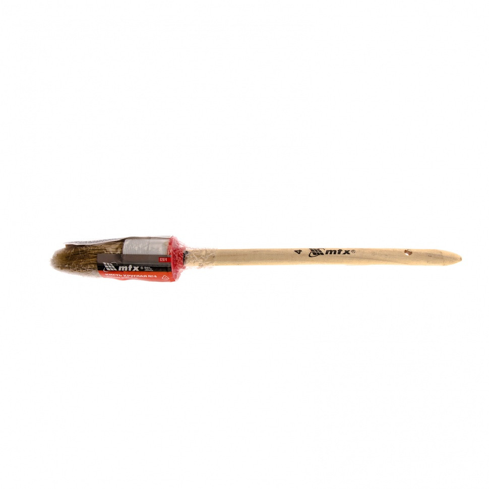 Кисть круглая № 4 (25 мм), натуральная щетина, деревянная ручка MTX - фото 3 - id-p207770789