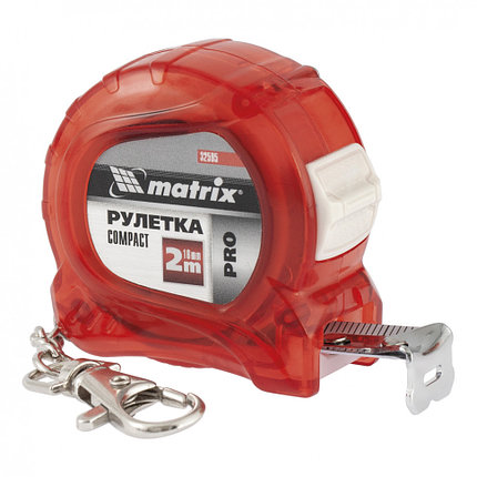 Рулетка Compact,2 м x 16 мм,компактный размер,карабин-держатель,PRO Matrix, фото 2