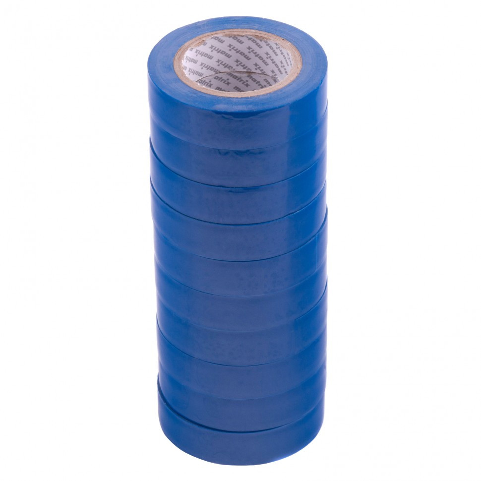 Набор изолент ПВХ 15 мм х 10 м, синяя, в упаковке 10 шт, 150 мкм Matrix - фото 1 - id-p207771207