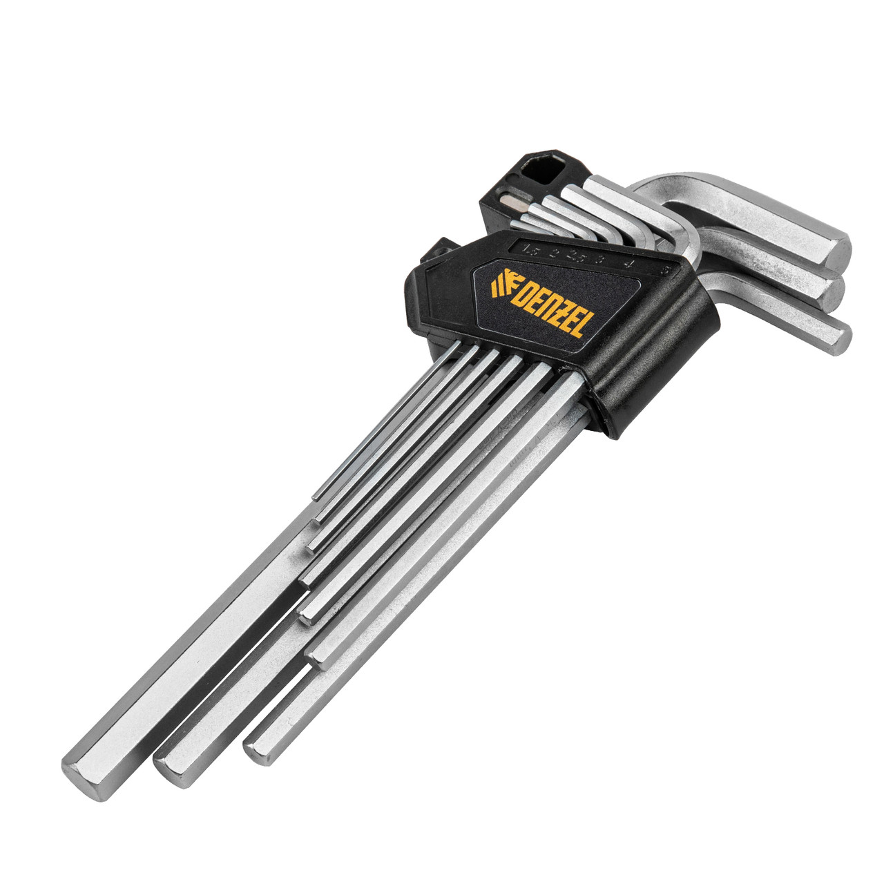 Набор ключей имбусовых, HEX, 1,5-10 мм, CrV, 9 шт., удлиненные Denzel - фото 3 - id-p207774046