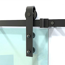 Амбарный раздвижной механизм с креплением на стекло, в стиле LOFT BARNDOOR (Лофт Барндор) - открытая